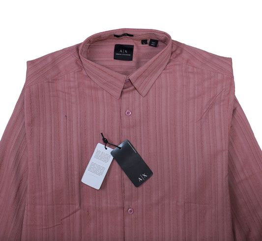 AIX Striped Long Sleeve Button-Up Shirt in Dusty Rose