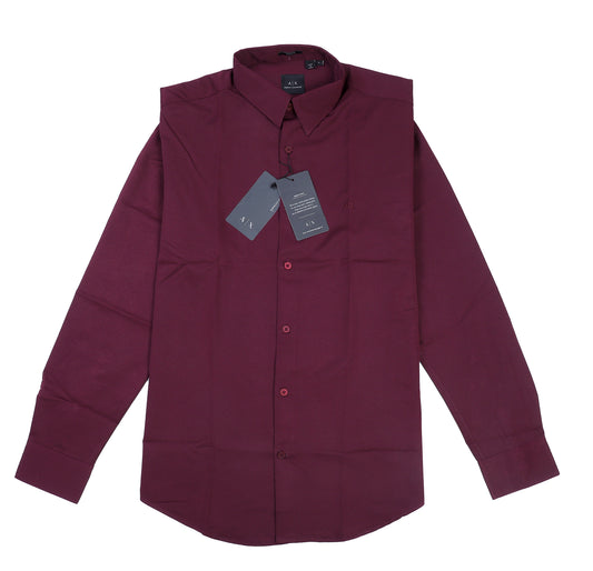 A|X Classic Fit Burgundy Button-Up Shirt