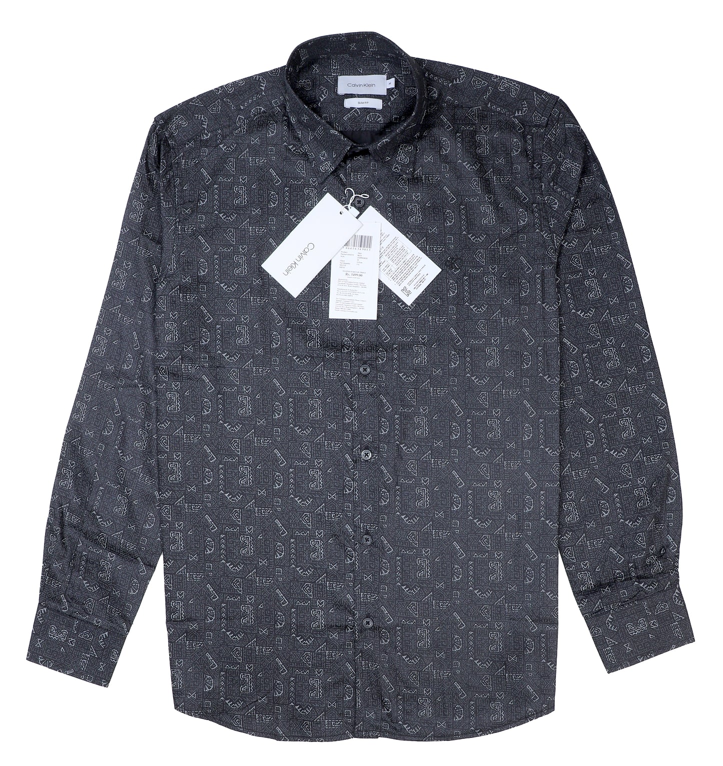 CALVIN KLEIN Shadowed Pearl Tailored Fit Long Sleeve Graphic Shirt