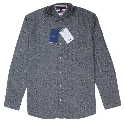 TOMMY HILFIGER Stormy Slate Tailored Fit Long Sleeve Button-Up Shirt