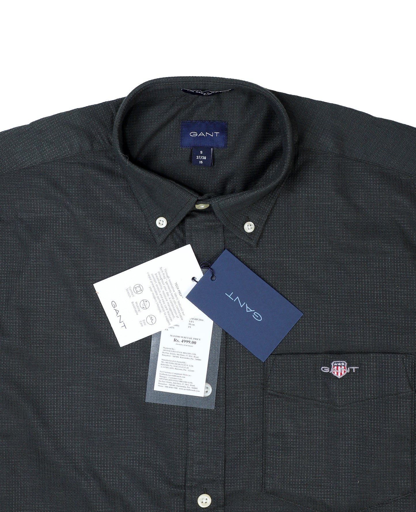 GANT Shadowed Obsidian Tailored Fit Long Sleeve Button-Up Shirt