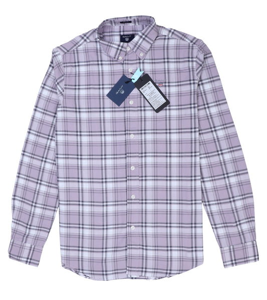 GANT Lavender Mist Tailored Fit Long Sleeve Check Shirt