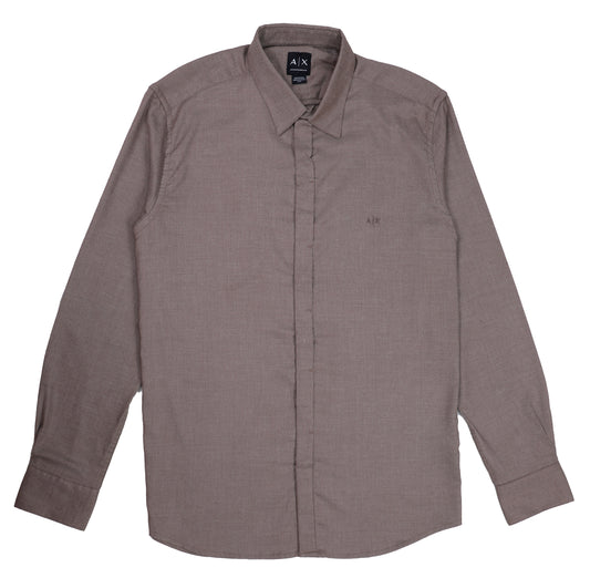 A|X Ember Mist Rust Slim Fit Long Sleeve Textured Button-Up Shirt