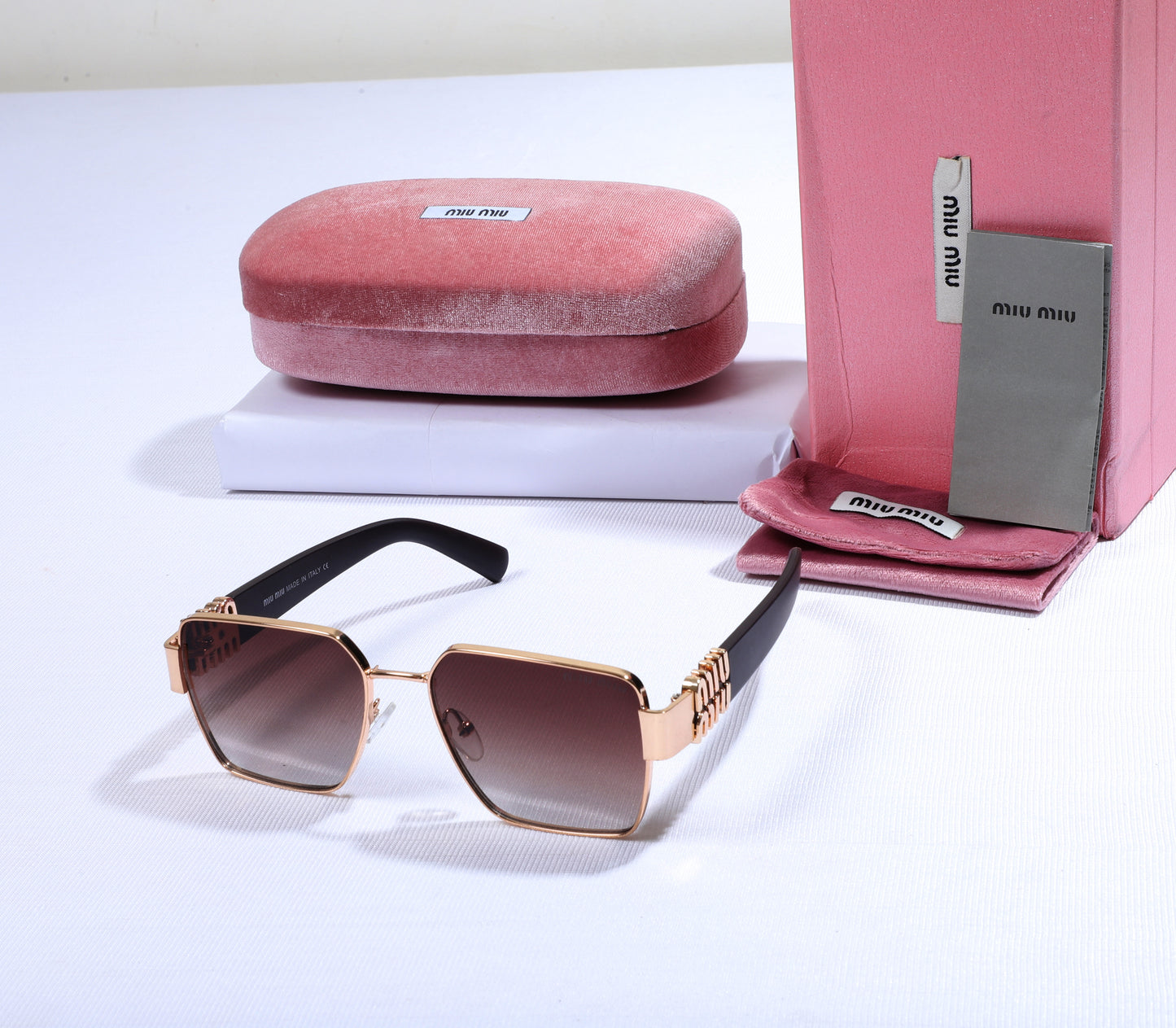 MIU MIU Luminous Saffron Chic Square Sunglasses with Opulent Details