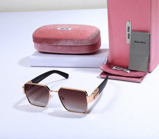 MIU MIU Luminous Saffron Chic Square Sunglasses with Opulent Details