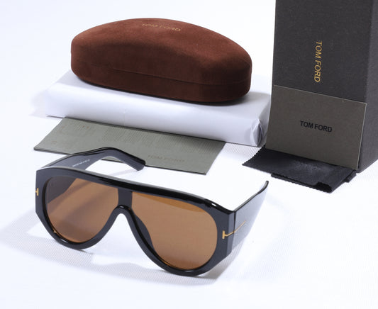 TOM FORD Luminous Jet Luxe Fit Oversized Shield Sunglasses