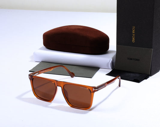 TOM FORD Radiant Amber Luxe Square Sunglasses with Elegant Case