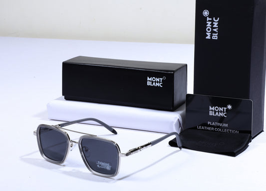 MONT BLANC Celestial Slate Luxe Leather Sunglasses