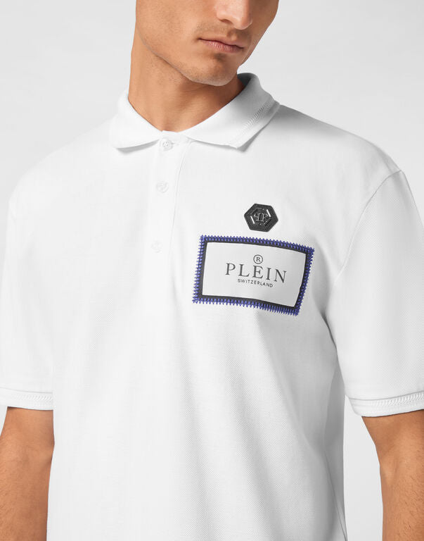 PHILIPP PLEIN Ethereal Frost Luxe Fit Short Sleeve Piqué Polo Shirt