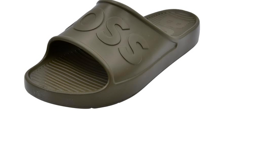 BOSS Enchanted Olive Luxe Slide Sandals