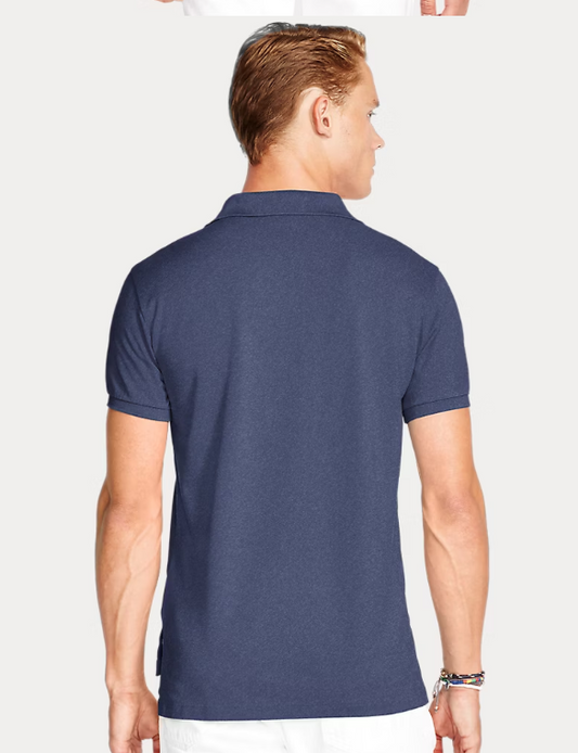 POLO RALPH LAUREN Oceanic Indigo Tailored Fit Short Sleeve Cotton Polo Shirt