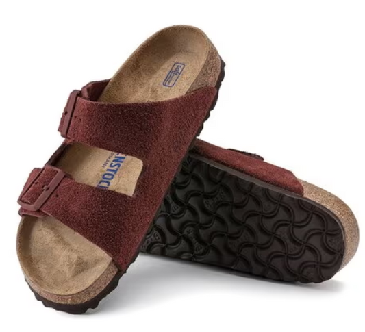 BIRKENSTOCK Velvet Merlot Luxe Soft Footbed Sandals