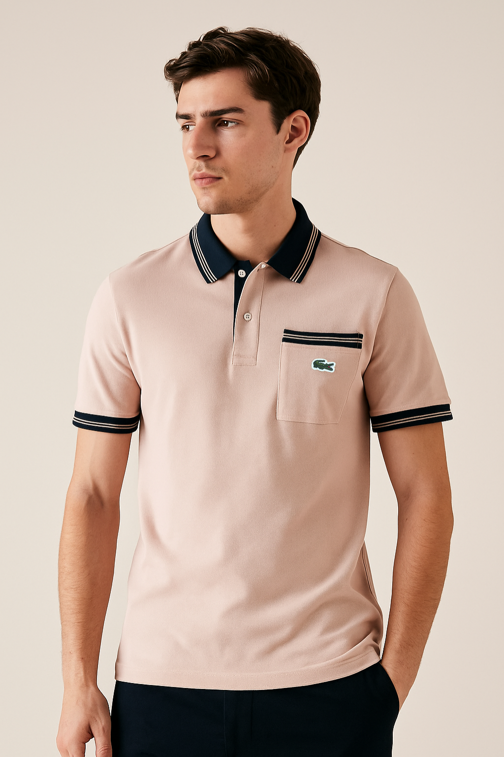 LACOSTE Whispering Peach Tailored Fit Short Sleeve Piqué Polo