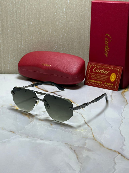 CARTIER Ethereal Onyx Luxe Gradient Sunglasses with Leather Case