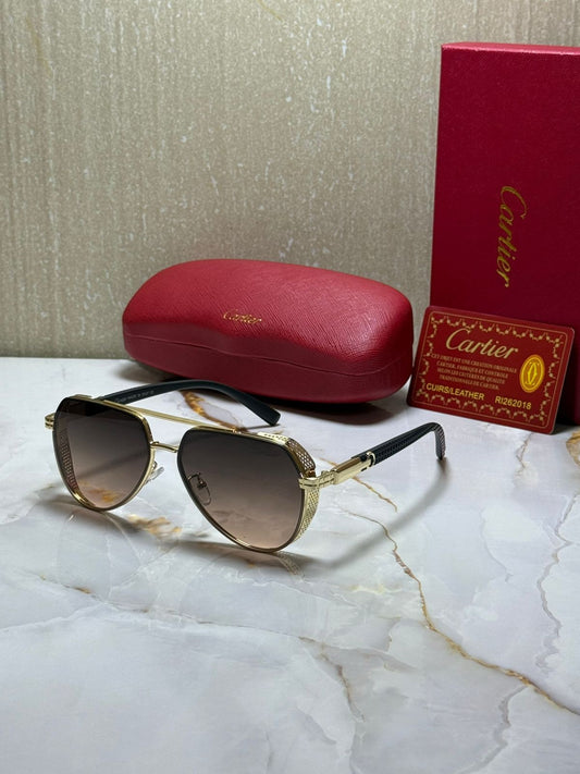 CARTIER Shadowed Emerald Luxe Aviator Sunglasses with Gradient Lenses