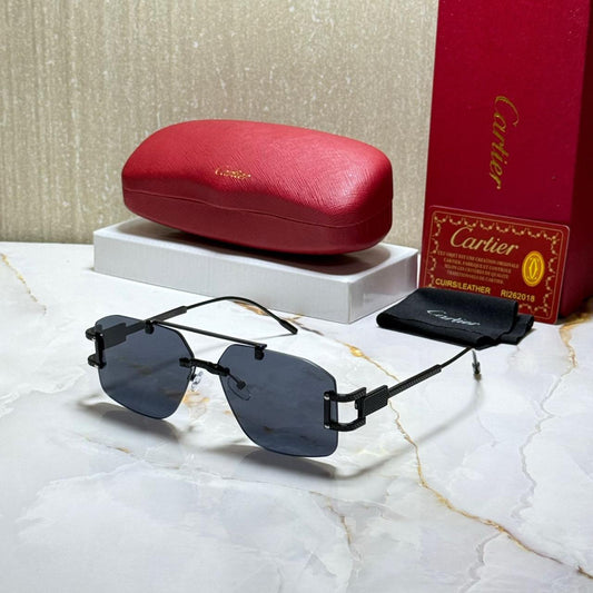 CARTIER Ethereal Jade Luxe Square Sunglasses with Radiant Gold Accents