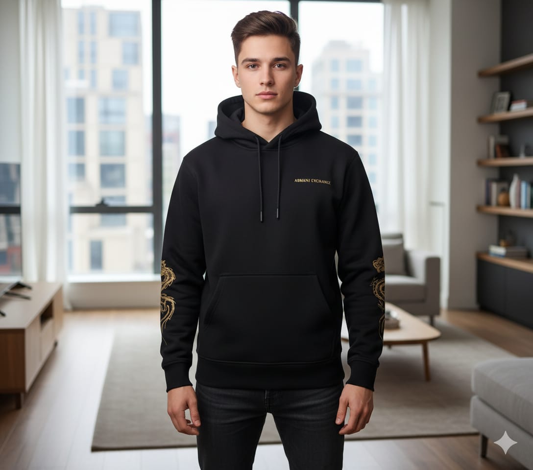 ARMANI EXCHANGE Starlit Onyx Luxe Fit Hoodie