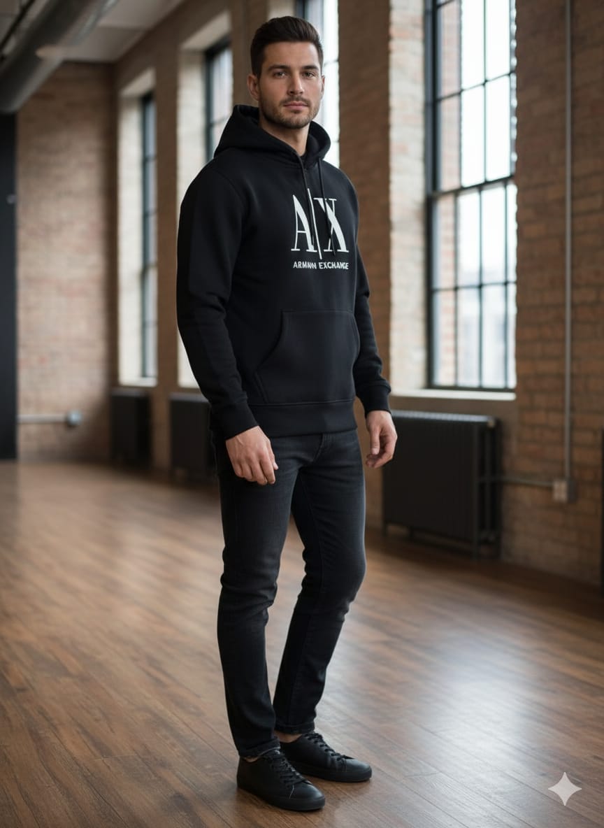 ARMANI EXCHANGE Enchanted Obsidian Classic Fit Hoodie