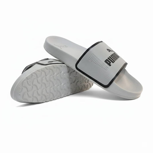 PUMA Misty Silver Luxe Logo Slide Sandals