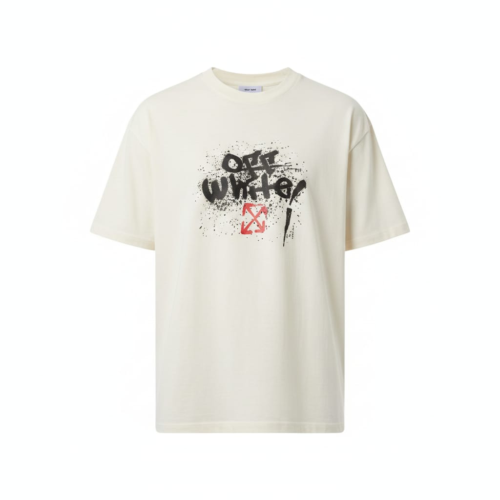 OFF-WHITE Ethereal Cream Relaxed Fit Short Sleeve Graphic T-Shirt