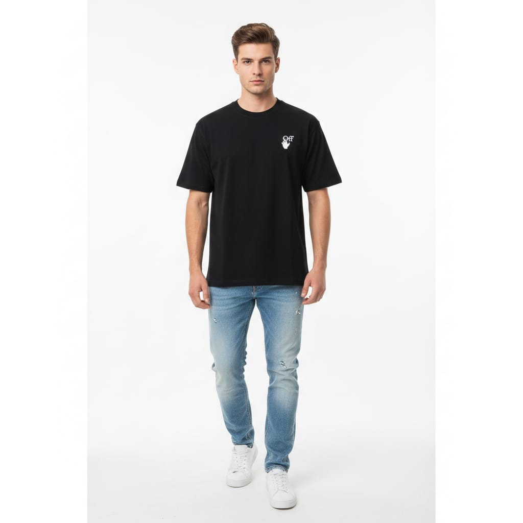 OFF-WHITE Obsidian Ember Relaxed Fit Short Sleeve T-Shirt