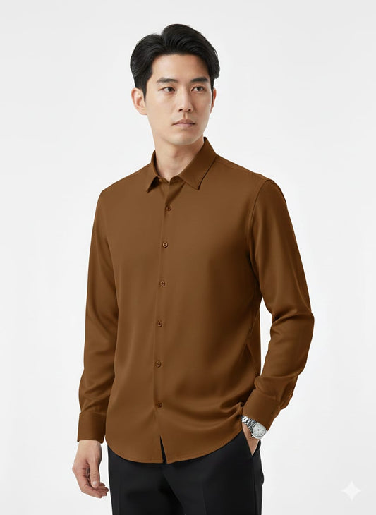 EMPORIO ARMANI Ember Maple Tailored Fit Long Sleeve Japanese Lycra Shirt