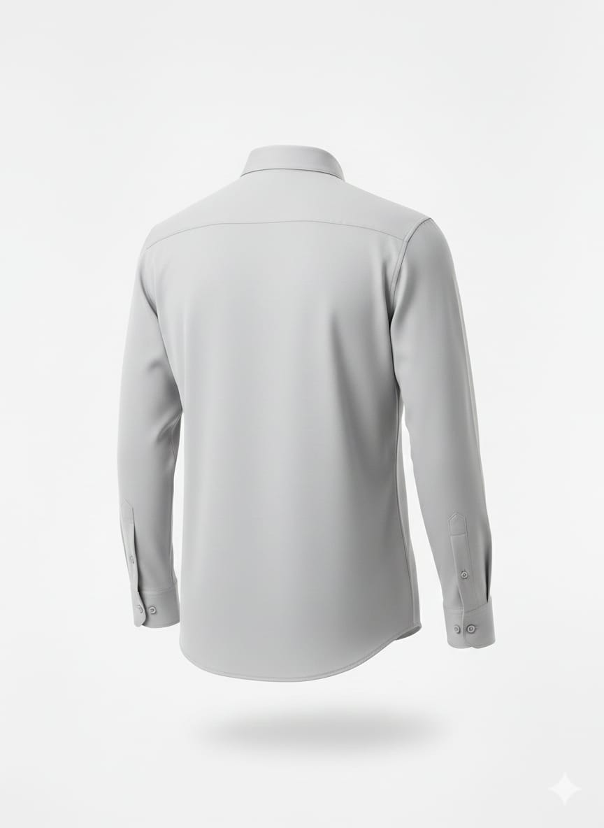 EMPORIO ARMANI Misty Silver Tailored Fit Long Sleeve Button-Up Shirt