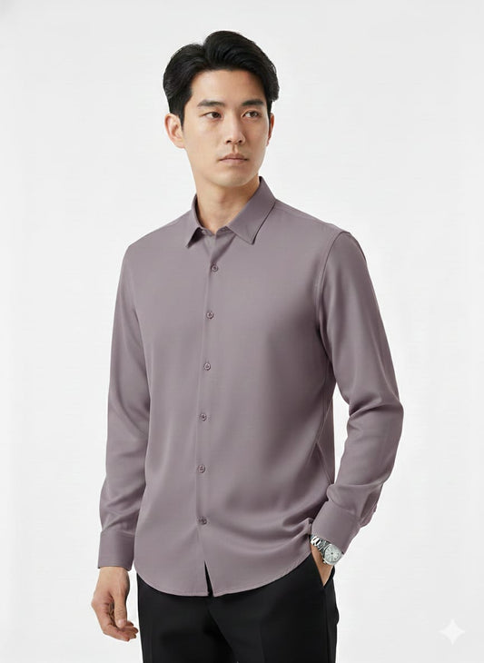 EMPORIO ARMANI Ethereal Lilac Luxe Fit Long Sleeve Button-Up Shirt