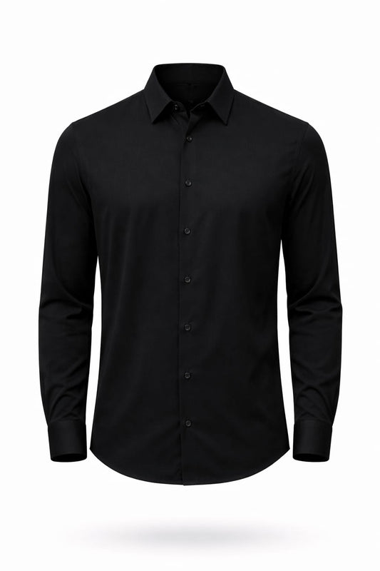 EMPORIO ARMANI Obsidian Velvet Tailored Fit Long Sleeve Button-Up Shirt Japanese Lycra