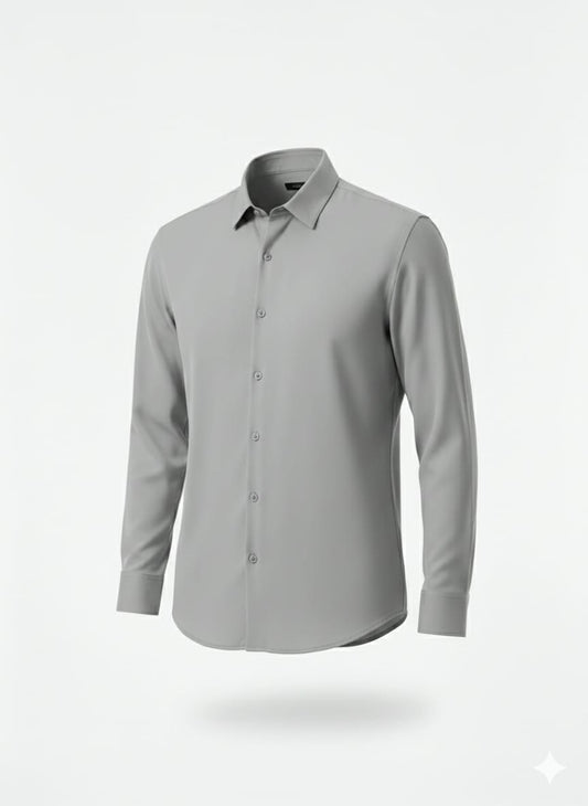 EMPORIO ARMANI Ethereal Ash Modern Fit Long Sleeve Button-Up Shirt in Silver Mist