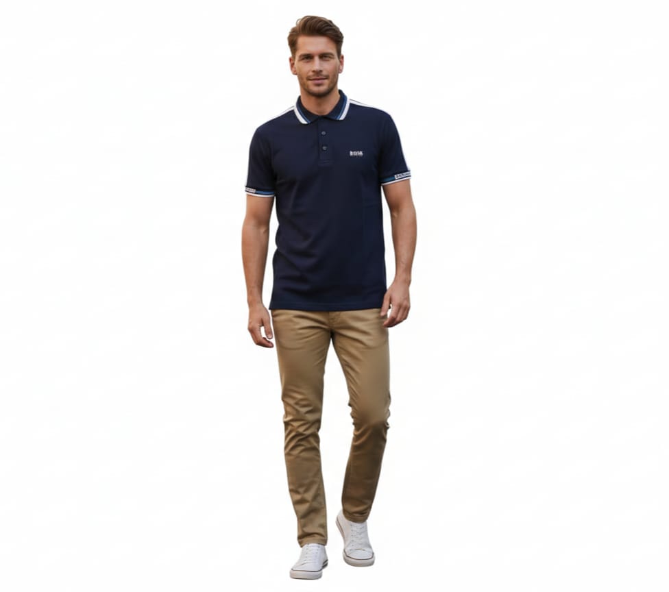 BOSS Sapphire Wave Tailored Fit Short Sleeve Piqué Polo Shirt