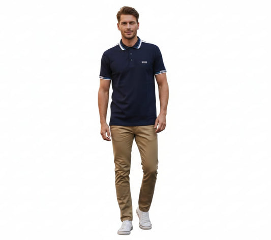 BOSS Sapphire Wave Tailored Fit Short Sleeve Piqué Polo Shirt