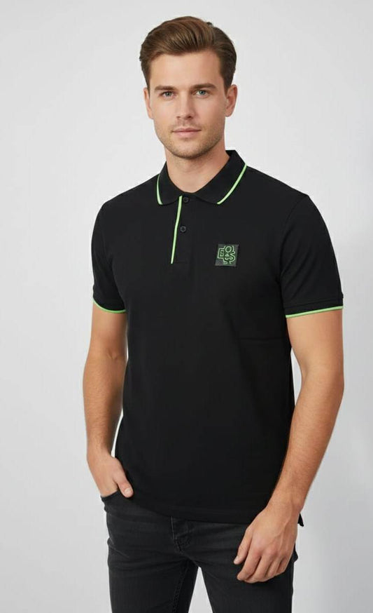 BOSS Enigmatic Onyx Tailored Fit Short Sleeve Piqué Polo Shirt