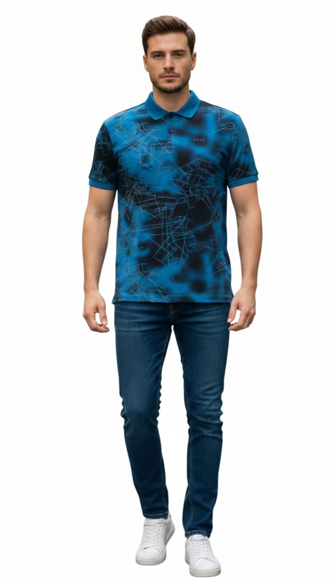 BOSS Electric Teal Contemporary Fit Short Sleeve Piqué Polo Shirt