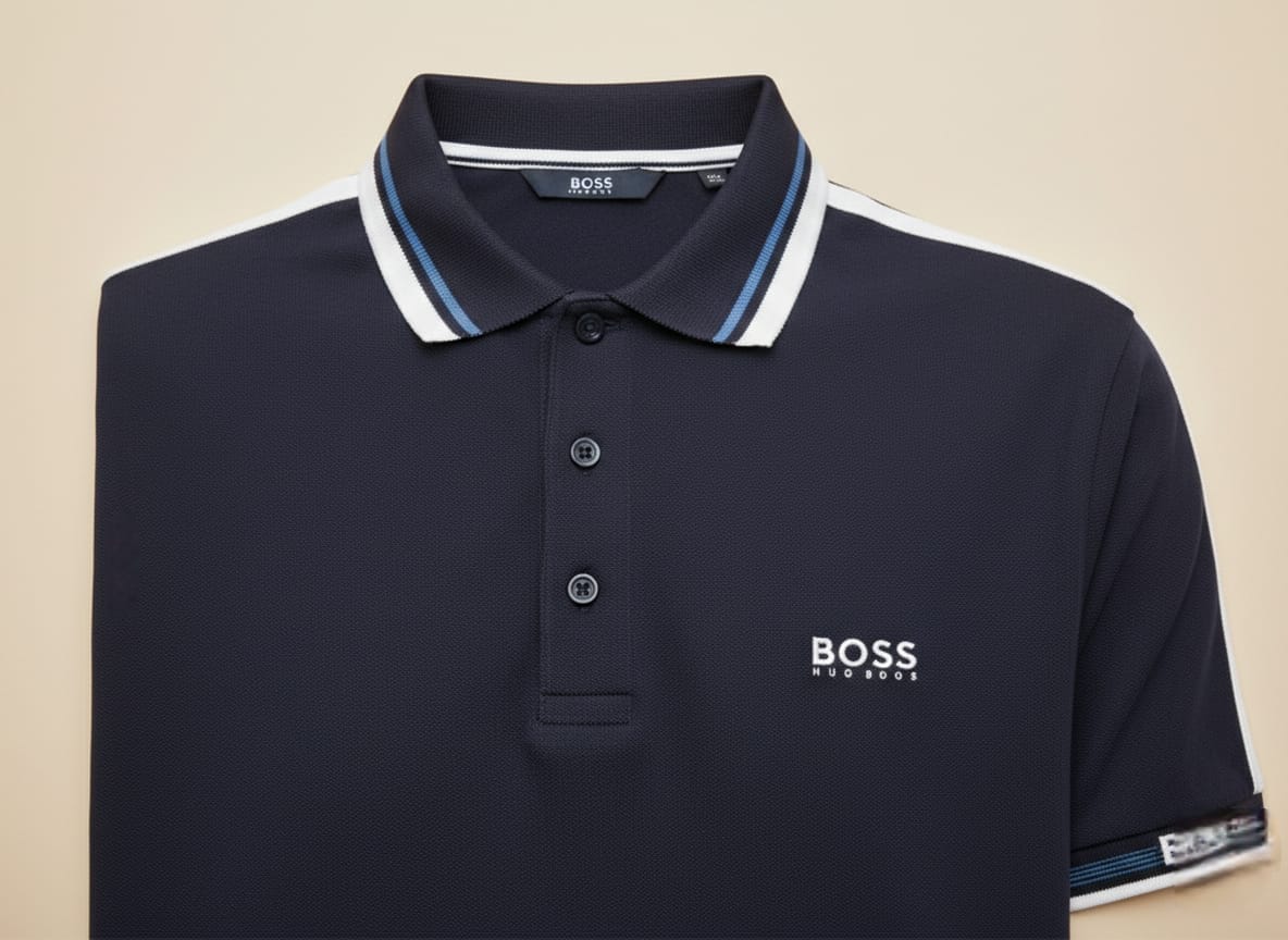 BOSS Sapphire Wave Tailored Fit Short Sleeve Piqué Polo Shirt