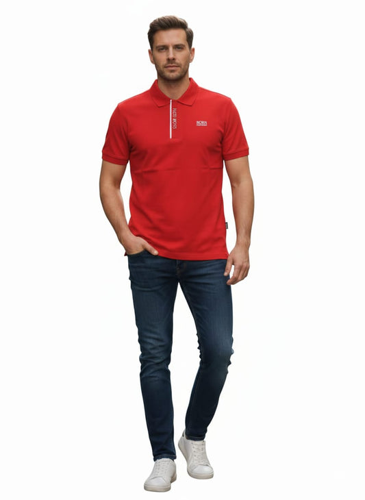 BOSS Radiant Vermilion Unisex Tailored Fit Piqué Polo Shirt