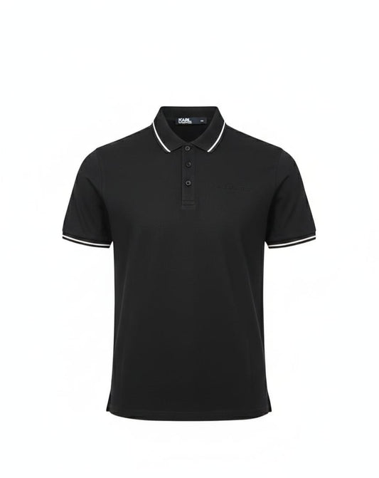 KARL LAGERFELD Obsidian Velvet Tailored Fit Short Sleeve Piqué Polo Shirt