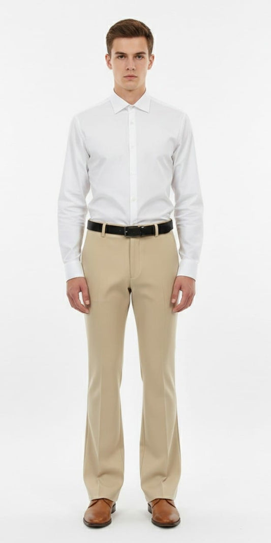 VERSACE Dune Beige Luxe Fit Tailored Flare Trousers