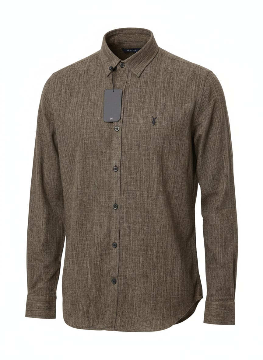 ALLSAINTS Earthy Sage Tailored Fit Long Sleeve Linen Shirt