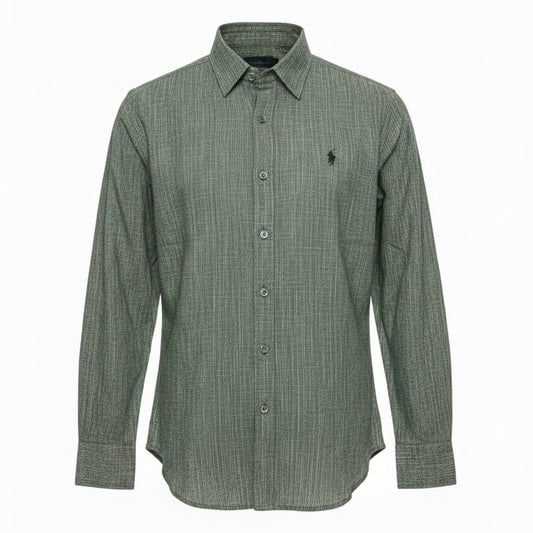 ALLSAINTS Verdant Forest Tailored Fit Long Sleeve Linen Shirt