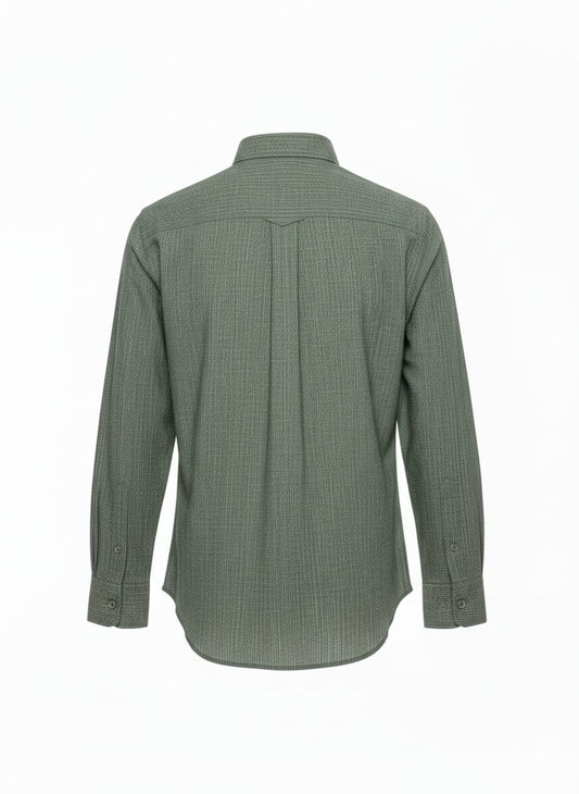 ALLSAINTS Verdant Forest Tailored Fit Long Sleeve Linen Shirt
