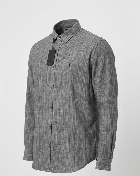 ALLSAINTS Stormy Ash Slim Fit Long Sleeve Linen Shirt