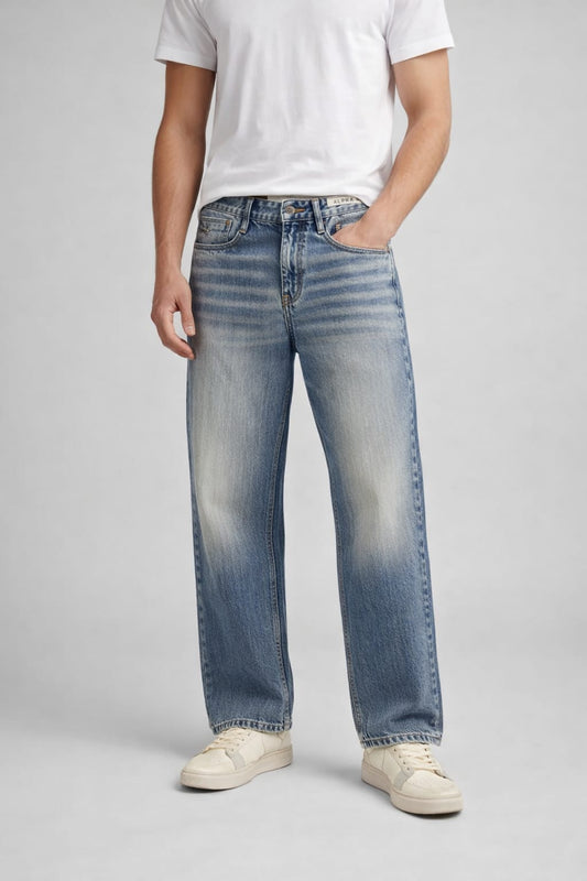 ALPHA 9 Ocean Mist Relaxed Fit Straight Leg Denim Jeans
