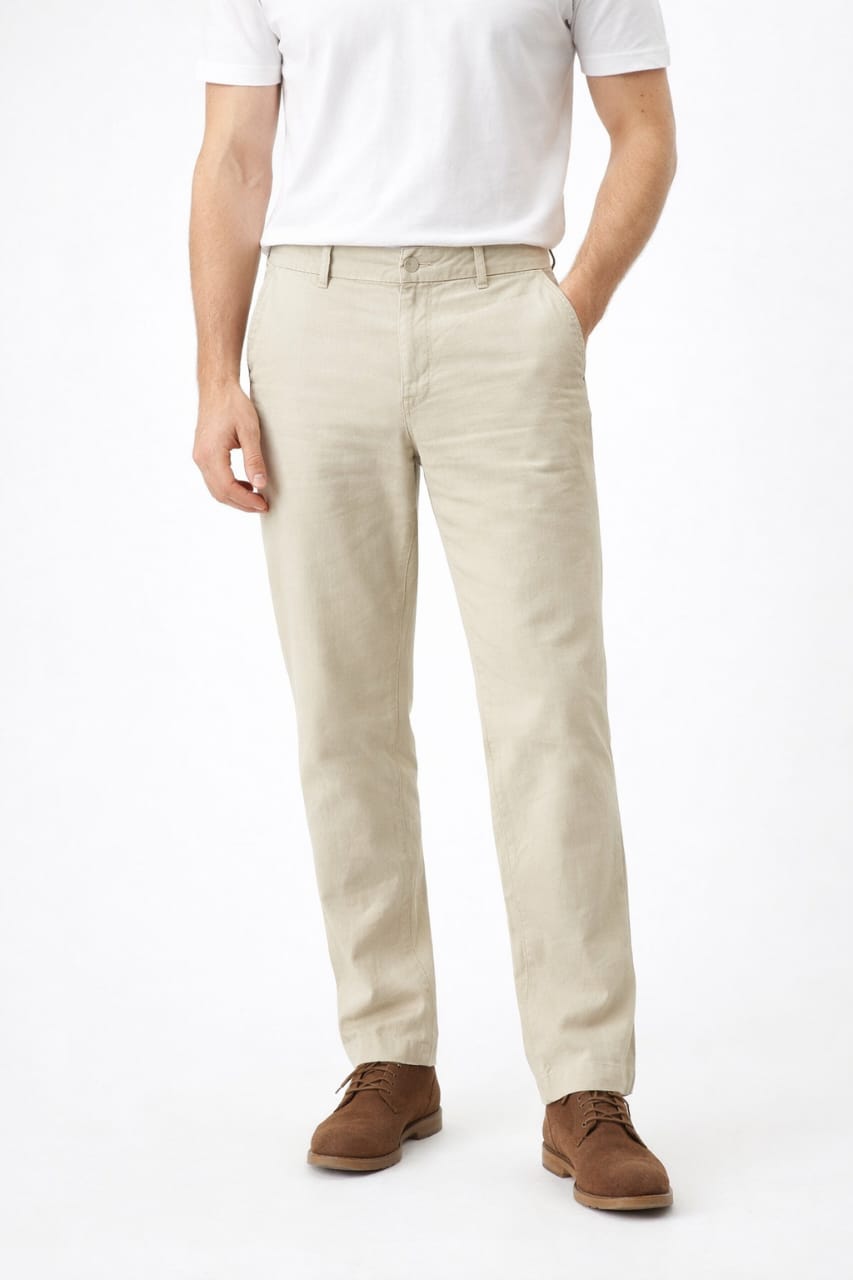 RALPH LAUREN Silken Sand Classic Fit Linen Trousers
