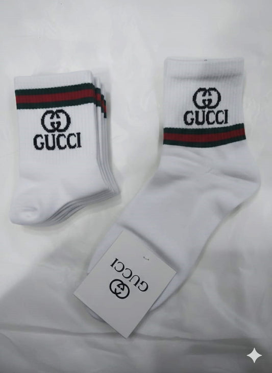 GUCCI Luminous Pearl Classic Fit Logo Stripe Crew Socks