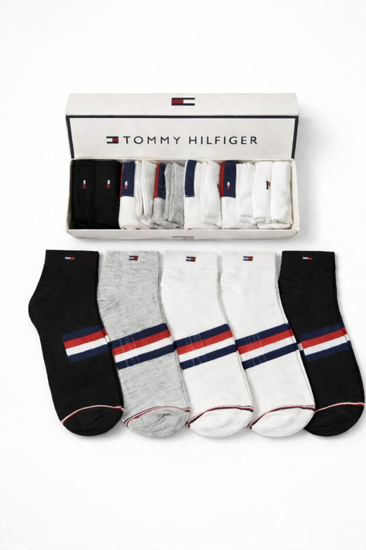 TOMMY HILFIGER Urban Charcoal Luxe Stripe Sock Set of 5