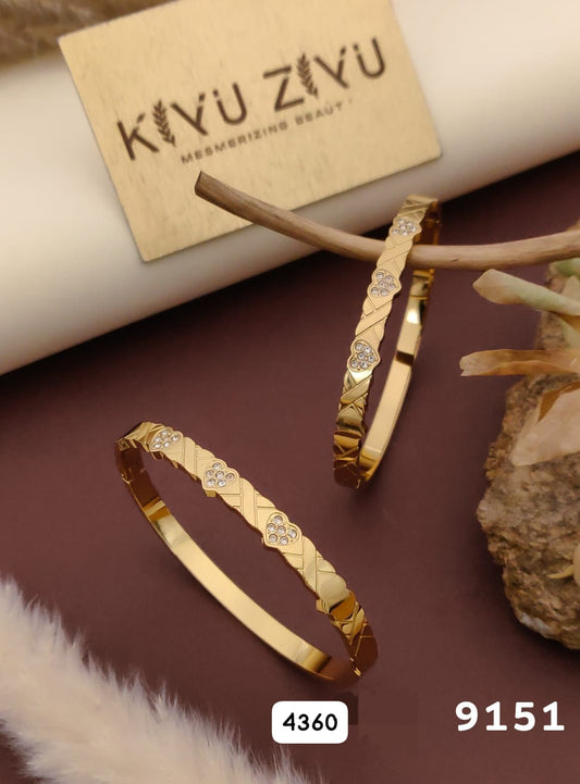 KIVU ZIVU Elegant Gold Plated Diamond Accent Bangles