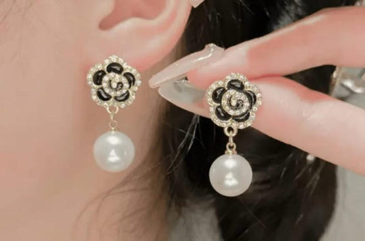 Elegant Jewels Floral Pearl Drop Earrings