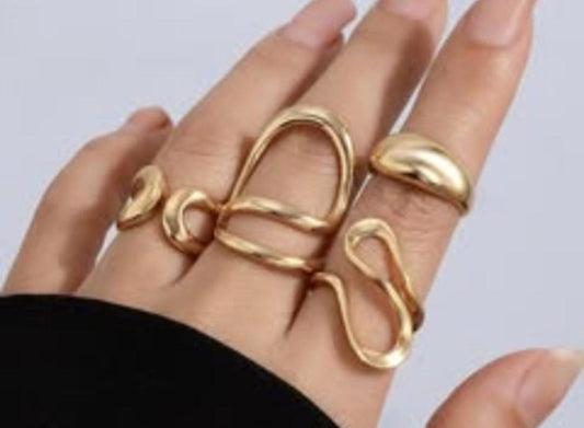 Elegant Adornments Sculptural Gold Ring Set