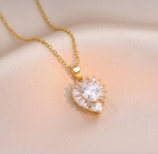 ElegantGems Radiant Teardrop Crystal Pendant Necklace
